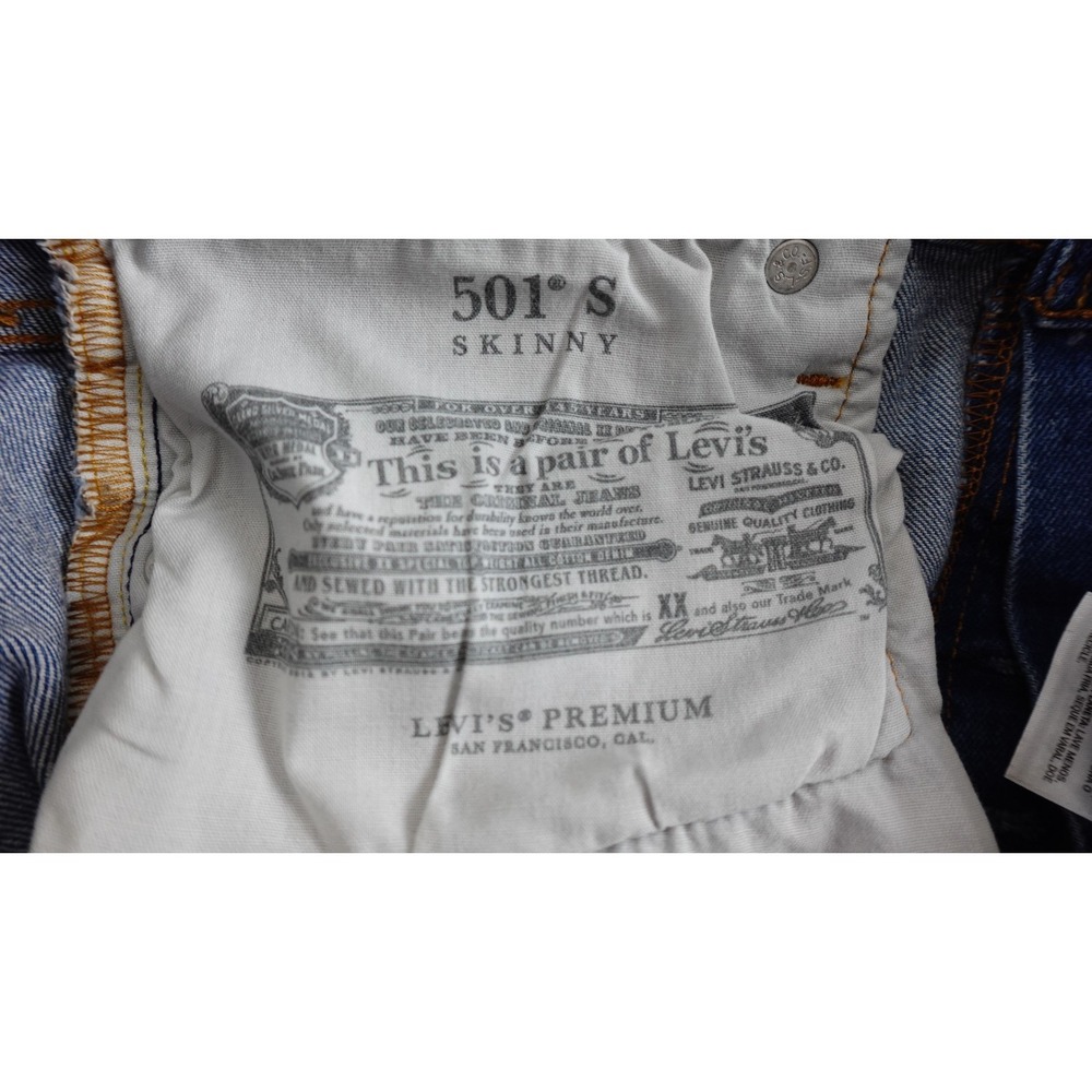 Levi's 501 Skinny Jeans FITS 27x27 Button Fly Medium Wash Denim Red Tab - Picture 11 of 16